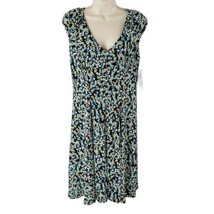 London Style Black and Blue Floral Midi Dress
